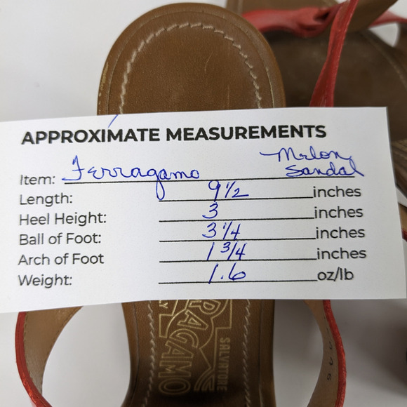 Salvatore Ferragamo Sandals 7 Coral Orange Red Patent Leather Strappy Heels - Picture 7 of 7